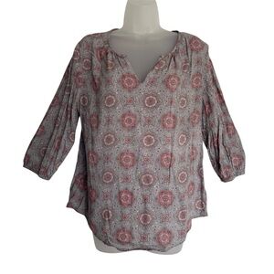 Anne Carson Pink and Gray Boho Medallion Tunic Size Medium